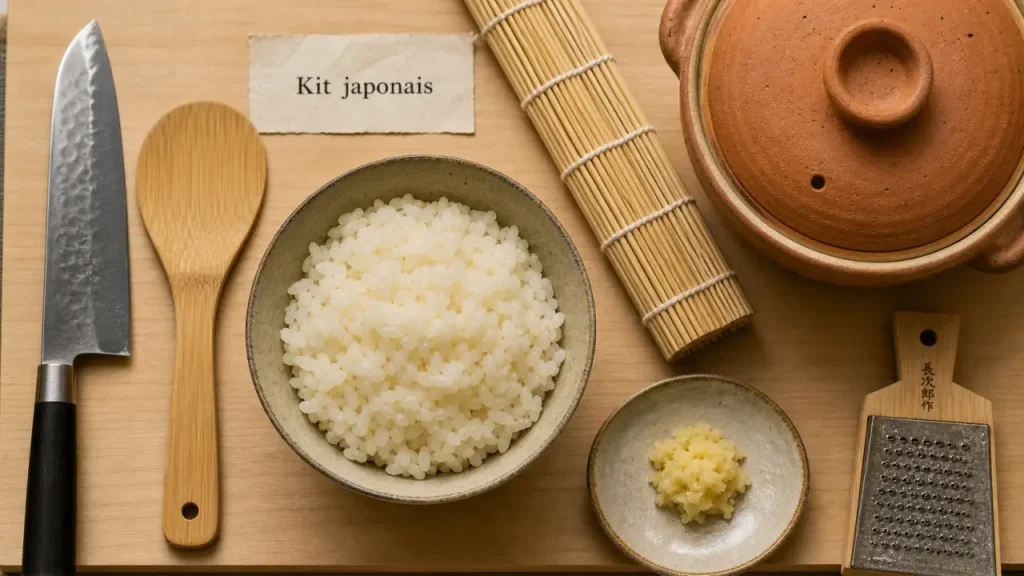 Quels ustensiles de cuisine japonaise acheter en premier pour couper, rouler et cuire juste ?