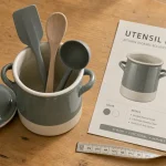 Pot à ustensiles en émail, ouverture Ø8 cm, pots pour ustensiles de cuisine