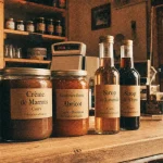 Boutique Provence Gourmande produits du terroir à Cuers : confitures au chaudron, pots en verre et étiquettes kraft