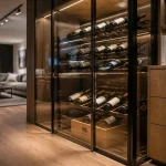 Cave à vin design vitrée : bouteilles conservées