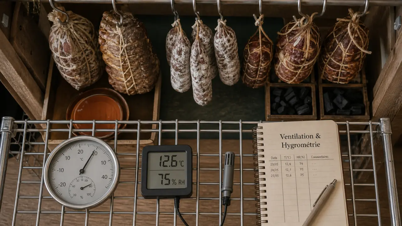 Cave à vin ventilé pour charcuterie : 12-14 °C et 75 % humidité