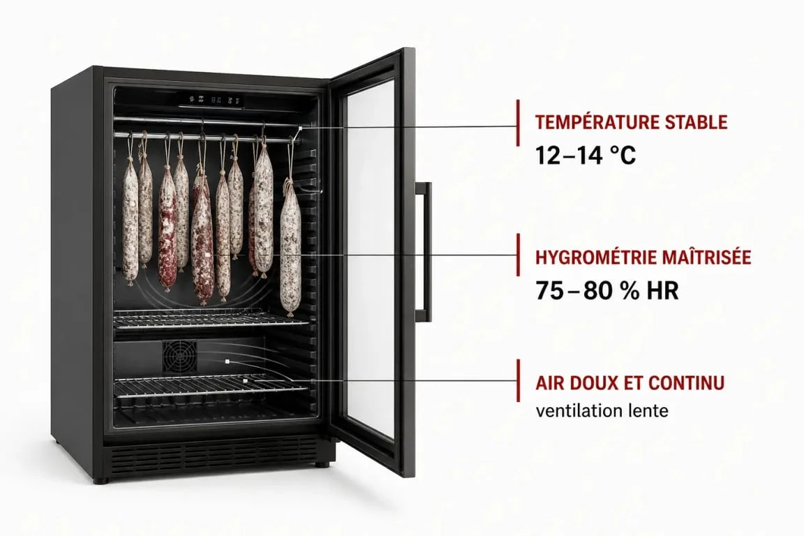 Cave à vin ventilé pour charcuterie : température stable, hygrométrie maîtrisée et circulation d’air