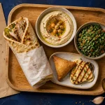 Street food beyrouth : mezzes et houmous sur plateau libanais