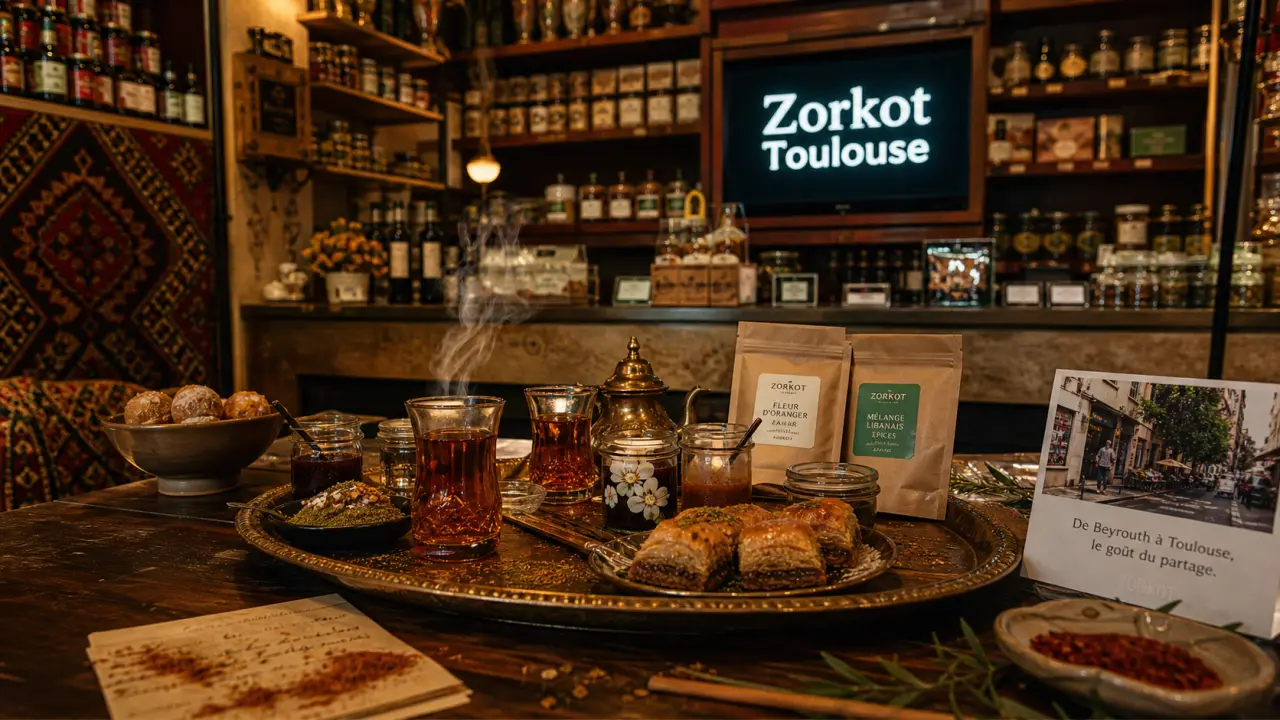 Zorkot : épicerie fine libanaise et salon de thé à Toulouse, dégustation devant la vitrine