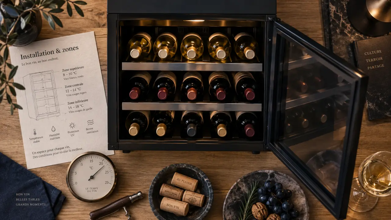 cave à vin la sommeliere ouverte avec clayettes et bouteilles