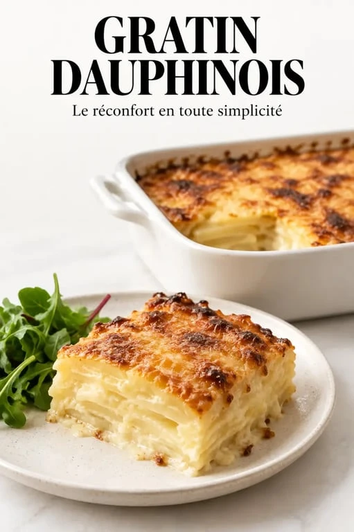 Cuisine fait maison : gratin de pommes de terre doré servi à table