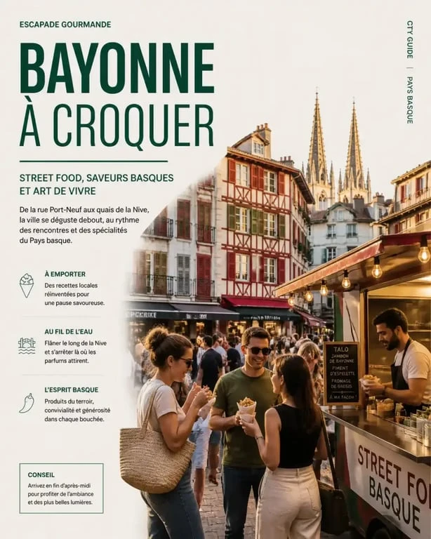 Ambiance street food dans les rues de Bayonne