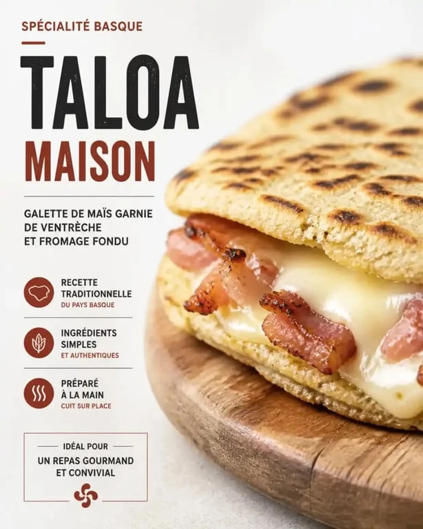 Taloa traditionnel basque, spécialité de street food à Bayonne