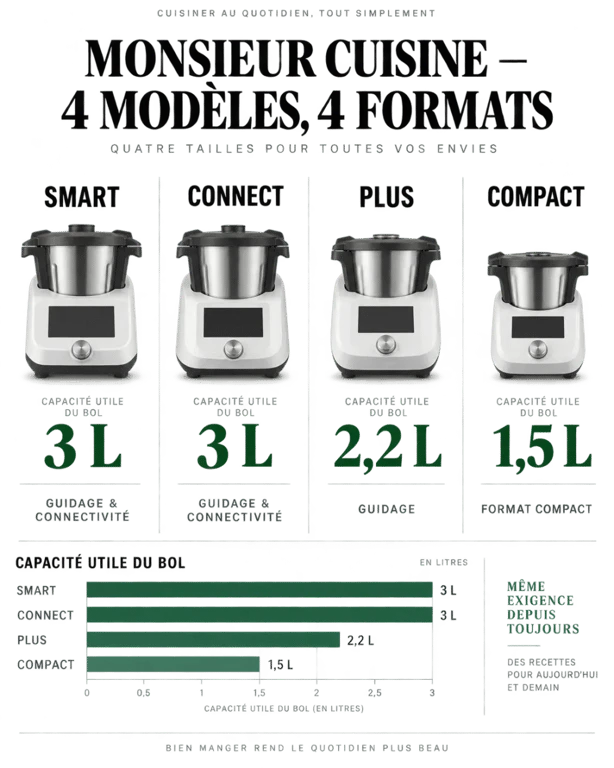 Robot Monsieur Cuisine : comparaison des modèles Smart, Connect, Plus et Compact
