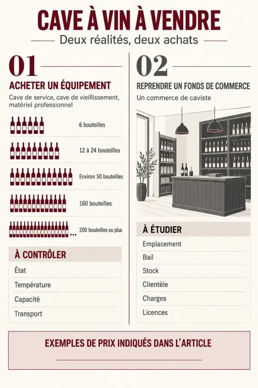 Infographie pour une cave à vin à vendre : équipement ou fonds de commerce de caviste