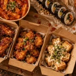 k-town street food voltaire : wings, tofu frit, tteokbokki gochujang
