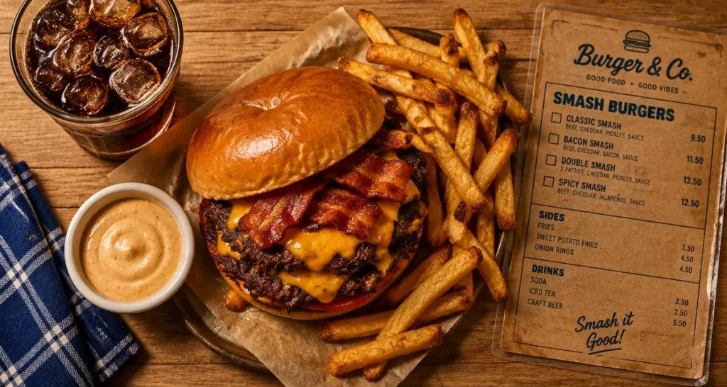 Le 58 Street Food au Pontet : smash burgers, menus complets et livraison