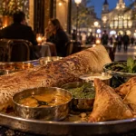 raāsa indian street food à Châtelet : thali, dosa croustillant, samosas, menthe