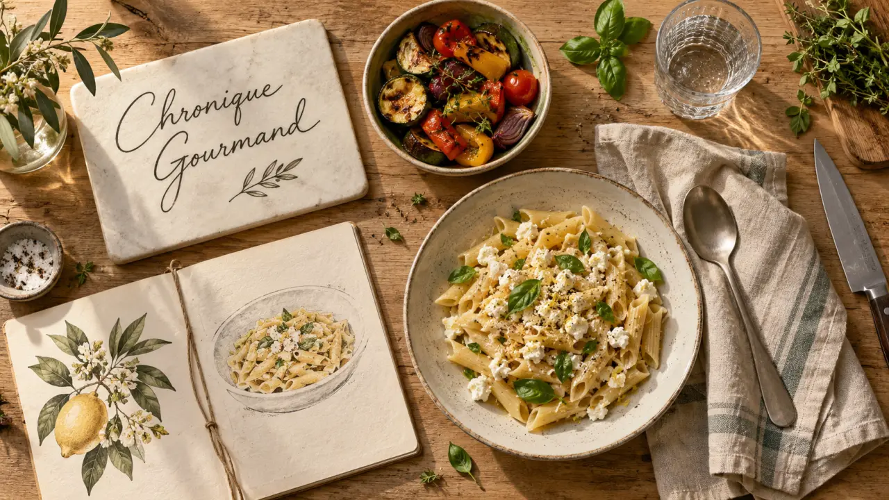 Recettes telematin cuisine : assiette de pâtes et légumes grillés, cuisine simple