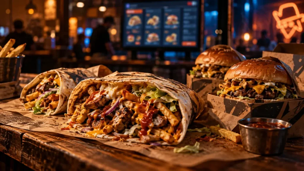 Street Food à Mondelange : tacos personnalisables, burgers et prix visibles avant commande