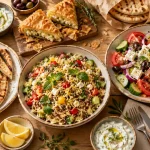 Photo syrtos street food gambetta : pita et bowl sur table, prix dès 10,90 €