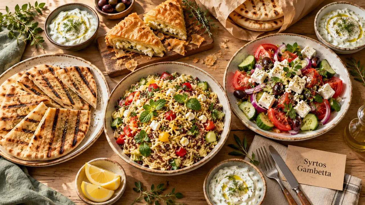 Photo syrtos street food gambetta : pita et bowl sur table, prix dès 10,90 €